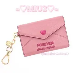 【良品】miumiu ハート ラブレター キーホルダー カードケース パスケース