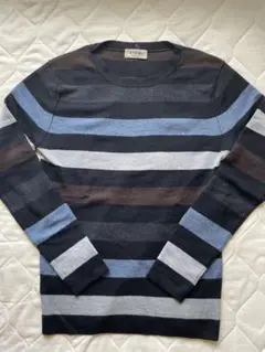 RYKIEL HOMME ボーダー ウールニット　ネイビー系