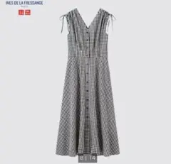 ユニクロ　イネス　コットンフレアVネックワンピース　S　未使用タグ付き