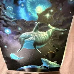 宇宙イルカクジラ幻想的なポストカード！1992年品貴重！素敵過ぎる商品！