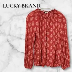 一点限り LUCKY BRAND 【S】赤 フラワー 花柄長袖カーディガン