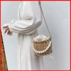 ‼️SALE‼️パールハンドル カゴバッグ ショルダーバッグ トートバッグレディース