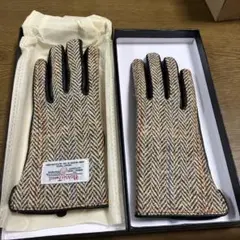 ツイードとレザーの手袋