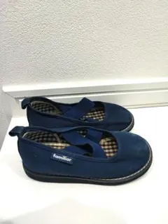 familiar ネイビー スリッポン キッズシューズ　バレエシューズ 15