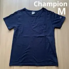 【Champion】半袖　Tシャツ　胸ポケット　ネイビー　レディース　Mサイズ
