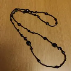 美品・未使用☆ブラックスピネルミックスロングネックレス