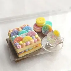 ⑤虹色オレオスクエアケーキセットm　リピーター様限定お土産付　ミニチュアケーキ