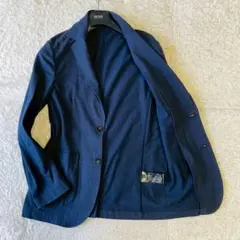 【美品 リネン混】シップス テーラード ジャケット アンコン 紺色 洗濯可