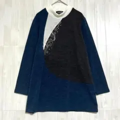 BLUEDAYS ハイネックニットチュニック　美品　青緑　M〜L