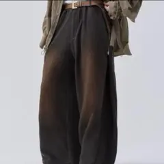 soerte 3wayルーズインサイドアウトスウェットパンツ ブラウン サイズ2