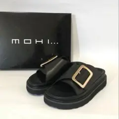 美品　モヒ　MOHI ビッグバックルサンダル ブラック　レザー　36 箱付き