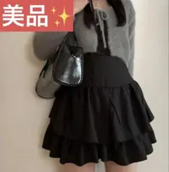 値下げしました!SHEIN フレアスカートソリゾットカラー ラッフルヘムスカート
