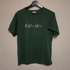 Columbia カラフルロゴ Tシャツ Mサイズ ダークグリーン