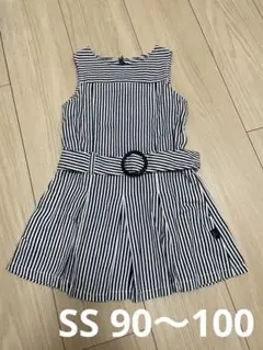 ストライプ ノースリーブ ワンピース SS（90〜100cm）