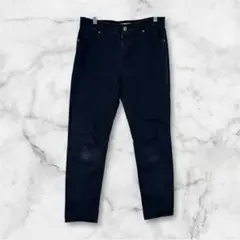 119 ネイビー 紺 スリムフィットパンツ コットン混合