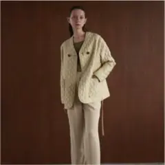 CLANE キルティングノーカラージャケット イエロー size2