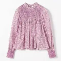 【美品！】ソレイアード　コットン　ジョーゼット スモッキング　ブラウス　小花柄