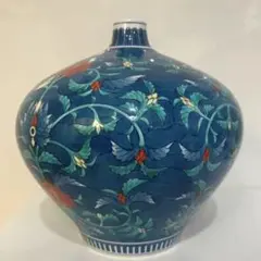 有田焼【視行窯】池田視行 色絵 花瓶 共箱 視行窯 池田視行 造/染錦花瓶/共箱 骨董/有田焼/伊万里/花器/