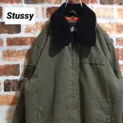 《ステューシー》中綿ミリタリージャケット カーキ系 L ボア取り外し可能