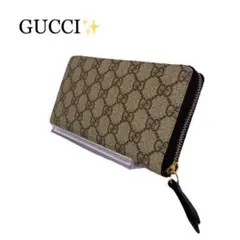 【美品】GUCCI グッチ GG ラウンドジップ長財布 ブラウン✨