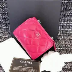 CHANEL マトラッセ ラムスキン ピンク 折財布