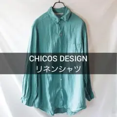 CHICO'S DESIGN リネンシャツ エメラルド グリーン サイズ2