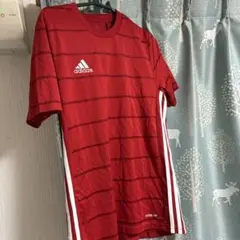 adidas AEROREADY 赤 ストライプ シャツ S