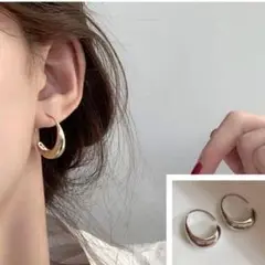 S925 しずく フープピアス Cドロップ シンプル シルバー