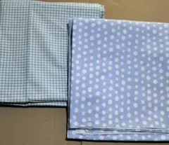2枚セット 綿 オックス 水色　チェック ドット 計400cm