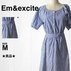 【美品】半袖ロングワンピース ストライプ ラグラン袖 エムズエキサイト