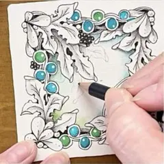 【新品】ゼンタングル タイル ペーパー 紙 アート 画材 正方形 ブラック