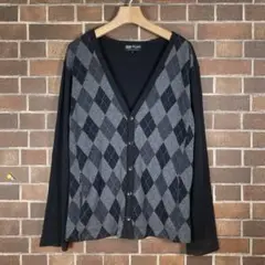 BEAMS ビームス【S】アーガイル柄 切替 カーディガン