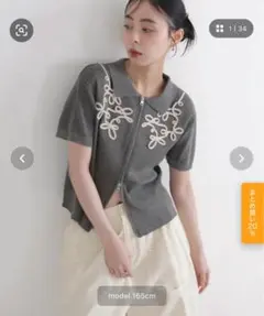 【新品未使用】LIAN ZOZOTOWN コード刺繍半袖ポロニット