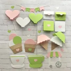 仕掛けアルバム　パーツ　ピンク×黄緑×白　アイスクリーム