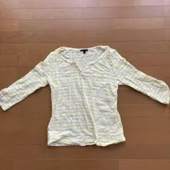 Gap イエローとホワイトストライプ Tシャツ L