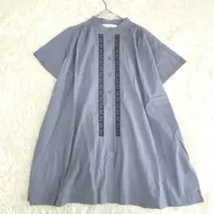 LILASIC リラシク　スタンドカラー刺繍チュニック ブラウス　ゆったり　M