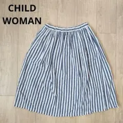 CHILD WOMAN チャイルドウーマン リネン コットン ストライプスカート