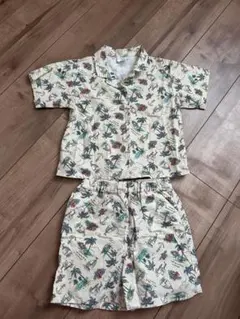 花柄プリント 半袖トップスとショートパンツセット