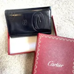 ✨美品✨箱付 カルティエ ハッピーバースデー 二つ折り財布 ブラック エナメル