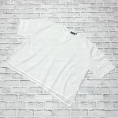 【ニードルワークス】オーバーサイズ 七分袖 Tシャツ 体型カバー ホワイト