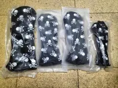 ゴルフ　ヘッドカバー　４点セット　スカル柄