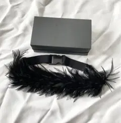 超美品★ドリスヴァンノッテン 19ss ランウェイ着用 フェザー ベルト 黒