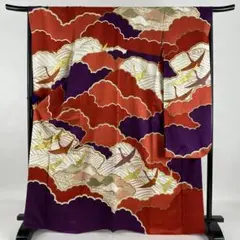 藤井寛 扇面 金彩 金駒刺繍 雪輪 振り口付き 振袖 藤井寛 扇面 金彩 金駒刺繍 雪輪 振り口付き 振袖 - メルカリ