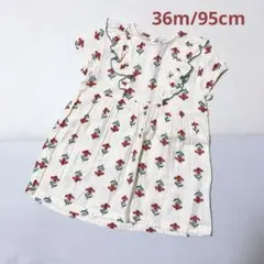 PETITBATEAU プチバトー　ダブルガーゼプリント半袖ワンピース　95cm