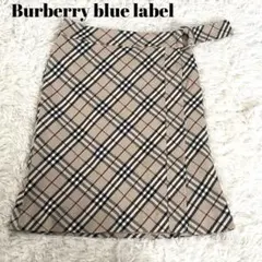 【美品】バリーブルーレーベル ノバチェック ベルト風 ベージュ 38