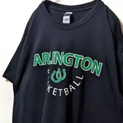 ギルダン アーリントンバスケットボール ロゴ Tシャツ ブラック黒 L 古着
