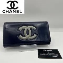CHANEL/シャネル/ココマーク/二つ折り/長財布/レザー/ネイビー