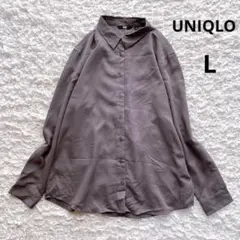 美品　ユニクロ　インドネシア製長袖シャツ（L）オフィカジオールシーズンブラウス