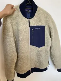 patagonia フリースジャケット XXSサイズ ベージュ/ネイビー