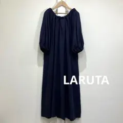 LARUTA ラルータ バックリボン タック ボリューム ワンピース ポケット付